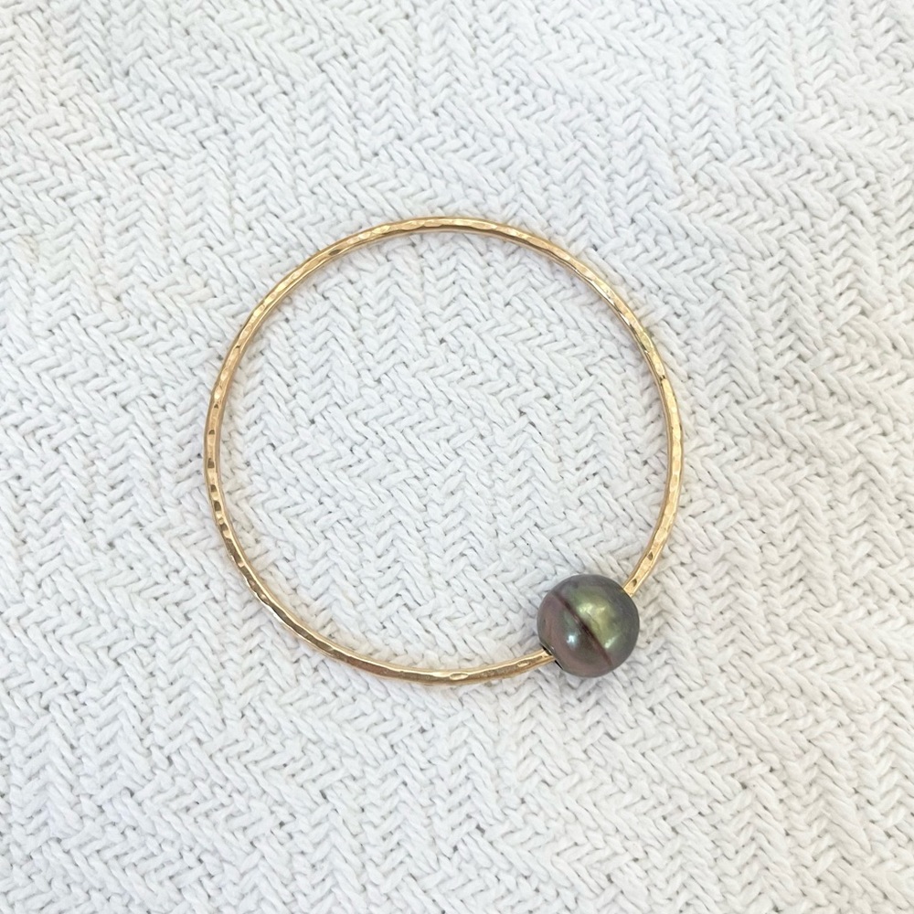 Hawaiian Gold Filled Bracelet with Tahitian Pearl